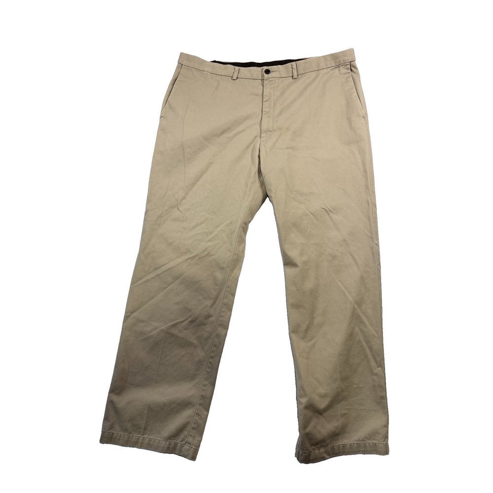 Haggar Dress Pants Men's 42X32 Tan Khaki 100% Cotton Preppy Business